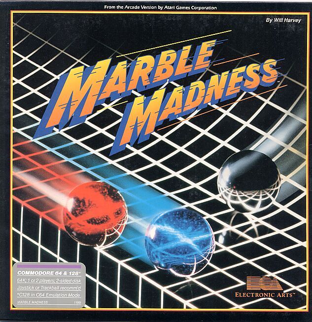 Marble Madness box art for Commodore 64